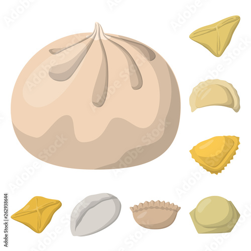 Isolated object of dumplings and food  logo. Set of dumplings and stuffed stock symbol for web.