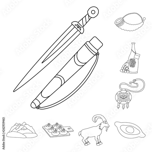 Isolated object of traditions and national sign. Collection of traditions and sightseeing stock vector illustration.