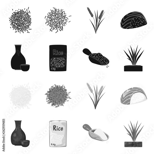 Vector illustration of crop and ecological sign. Collection of crop and cooking stock symbol for web.
