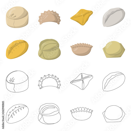 Vector illustration of products  and cooking symbol. Collection of products  and appetizer vector icon for stock.