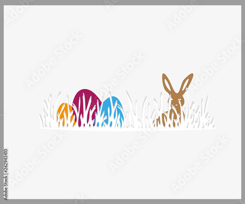 Vector background for Easter. Template. Rabbit ears sticking out of the grass .