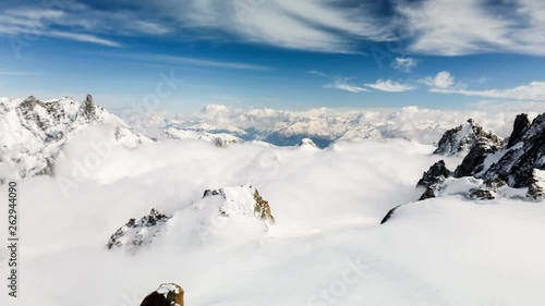 Panoramic time lapse with Mont Blanc mountain range view, 4k