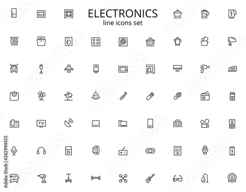 Electronics web line icon set