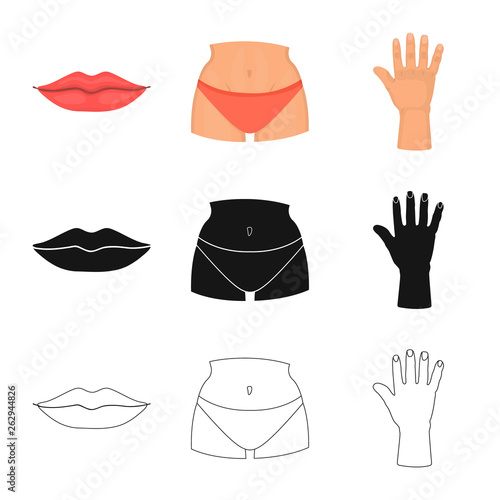 Isolated object of body and part logo. Collection of body and anatomy vector icon for stock.