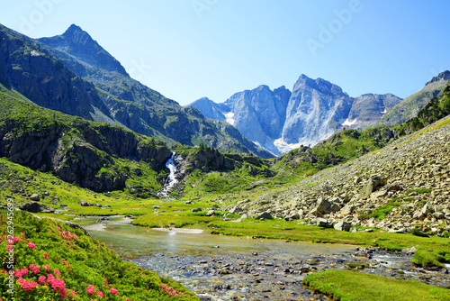 Mountain Vignemale in the national park Pyrenees .Occitanie in south of France.