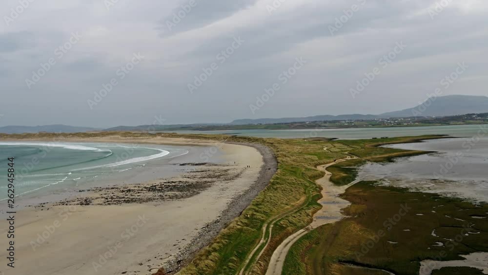 Aerial view of the famous Magheraroarty beach - Machaire Rabhartaigh - on the Wild Atlantic Way in County Donegal - Ireland Aerial view of the famous Magheraroarty beach - Machaire Rabhartaigh - on the Wild Atlantic Way in County Donegal - Ireland
