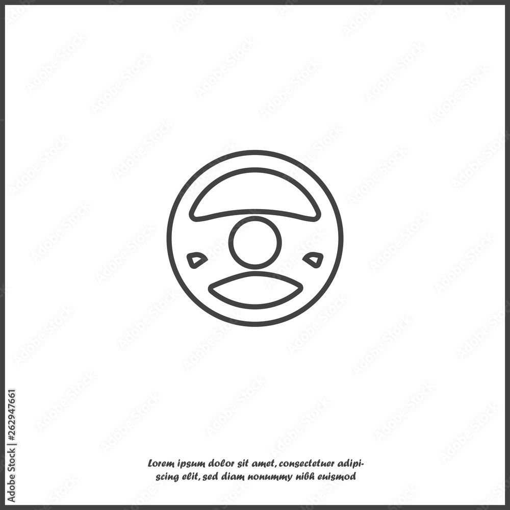 Vector icon of car steering wheel on white isolated background. Layers grouped for easy editing illustration Vector icon of car steering wheel on white isolated background. Layers grouped for easy editing illustration