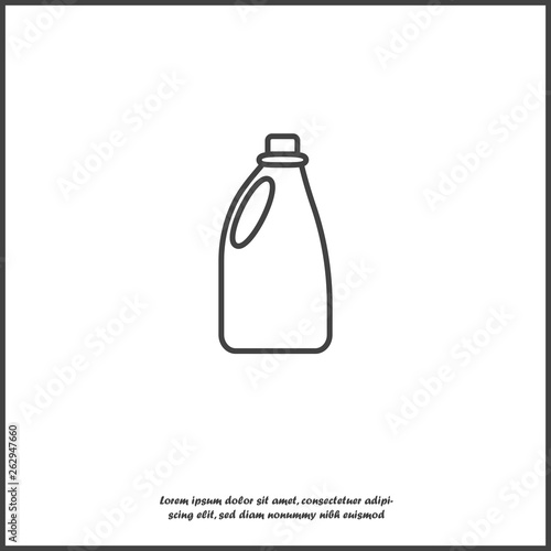 Bottle with chemical substance vector icon. Bottle with detergent, bleach on white isolated background.