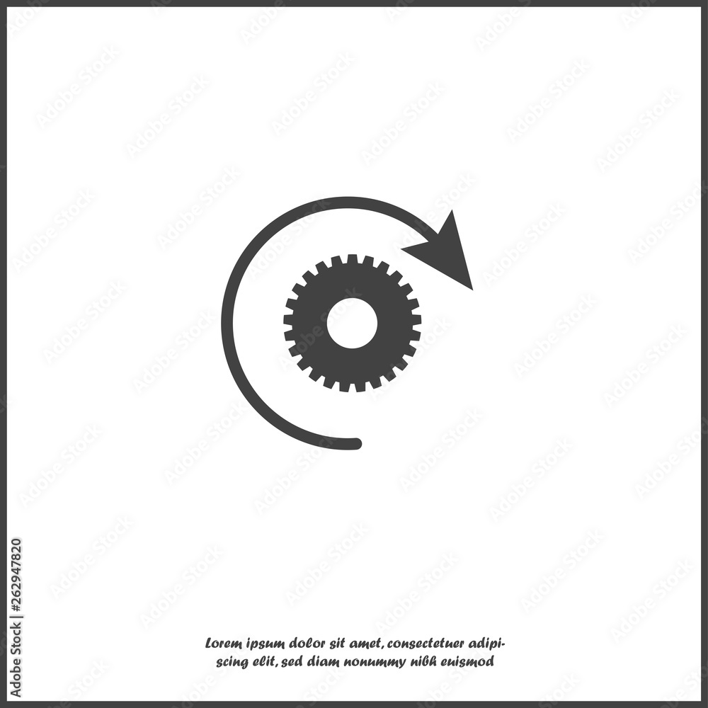 Fototapeta premium Vector gear icon and arrow. Workflow symbol on white isolated background. Layers grouped for easy editing illustration. For your design.