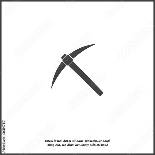 Vector pickaxe icon on white isolated background. Layers grouped for easy editing illustration. For your design.