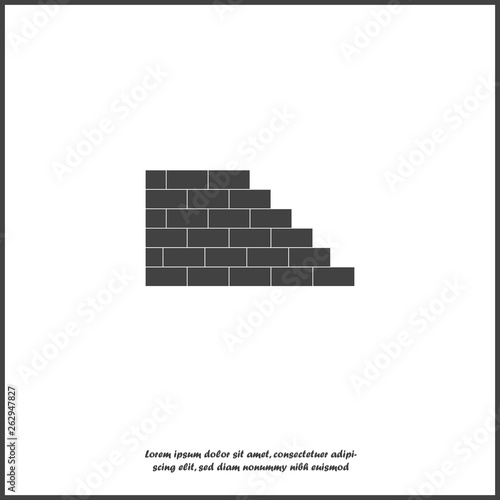 Vector brick icon. Illustration of brickwork. Brick wall icon on white isolated background. Layers grouped for easy editing illustration. For your design.
