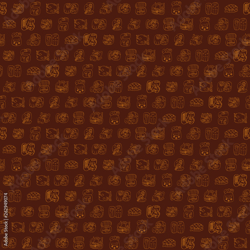 Seamless vector pattern with mayan glyphs