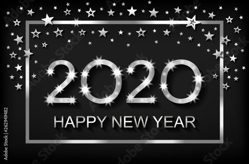 Happy New Year 2020 - greeting card, flyer, invitation - vector