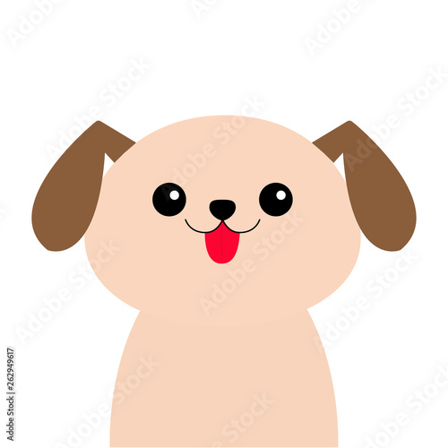 Dog head face silhouette. Cute cartoon pooch character. Kawaii animal. Funny baby puppy. Love Greeting card Flat design White background Isolated.
