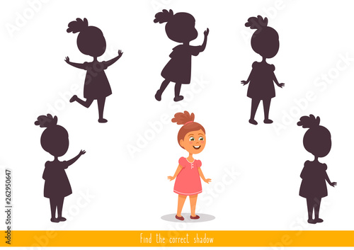 Educational children game Logic game for kids. Find the correct shadow