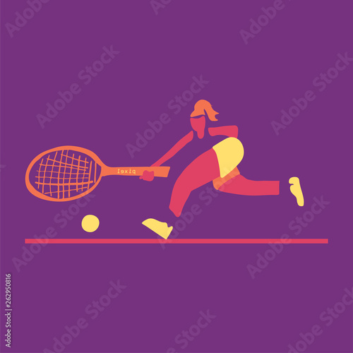Modern vector illustration of a player tennis on the court