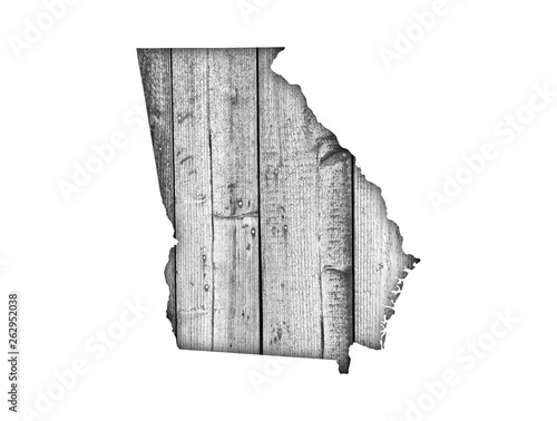 Karte von Georgia auf verwittertem Holz