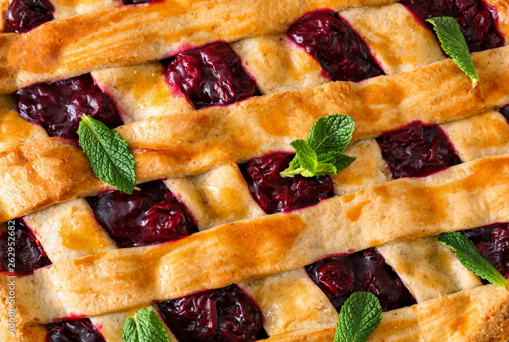 Tasty cherry pie, closeup Tasty cherry pie, closeup