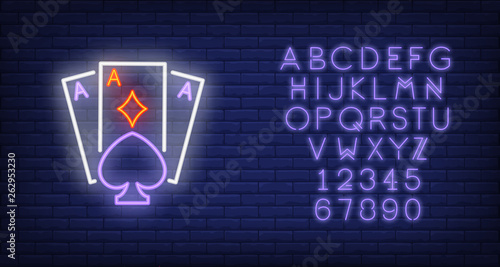 Playing ace cards neon sign