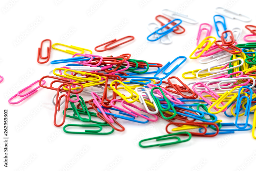 Bunch of colorful paper clips isolated Bunch of colorful paper clips isolated
