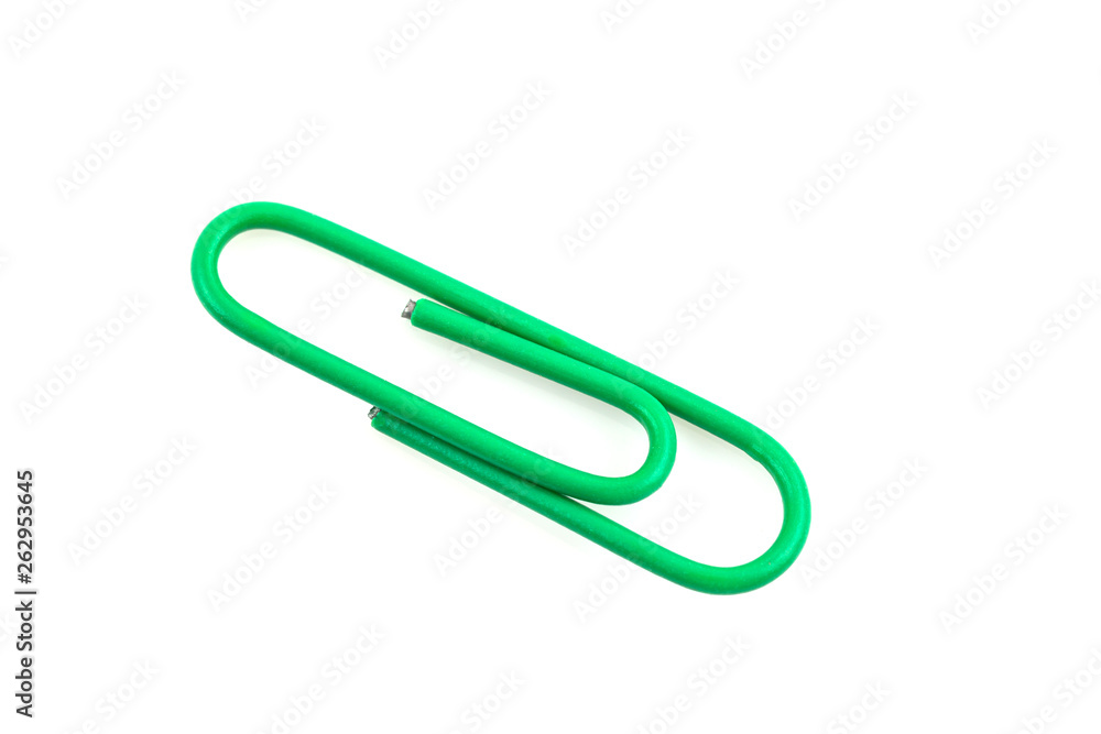 close up of paper clip  isolated on white