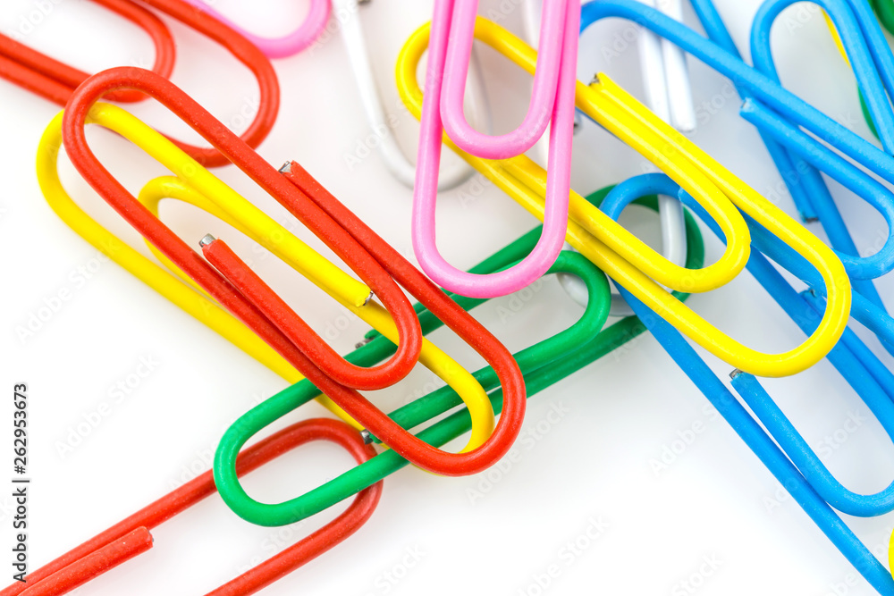 Bunch of colorful paper clips isolated Bunch of colorful paper clips isolated