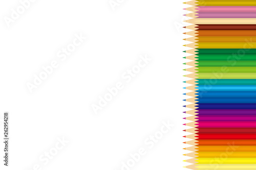 規則正しく並んだ色鉛筆の背景（縦）｜色鉛筆セット, Colored pencils set｜白背景｜ベクターデータ