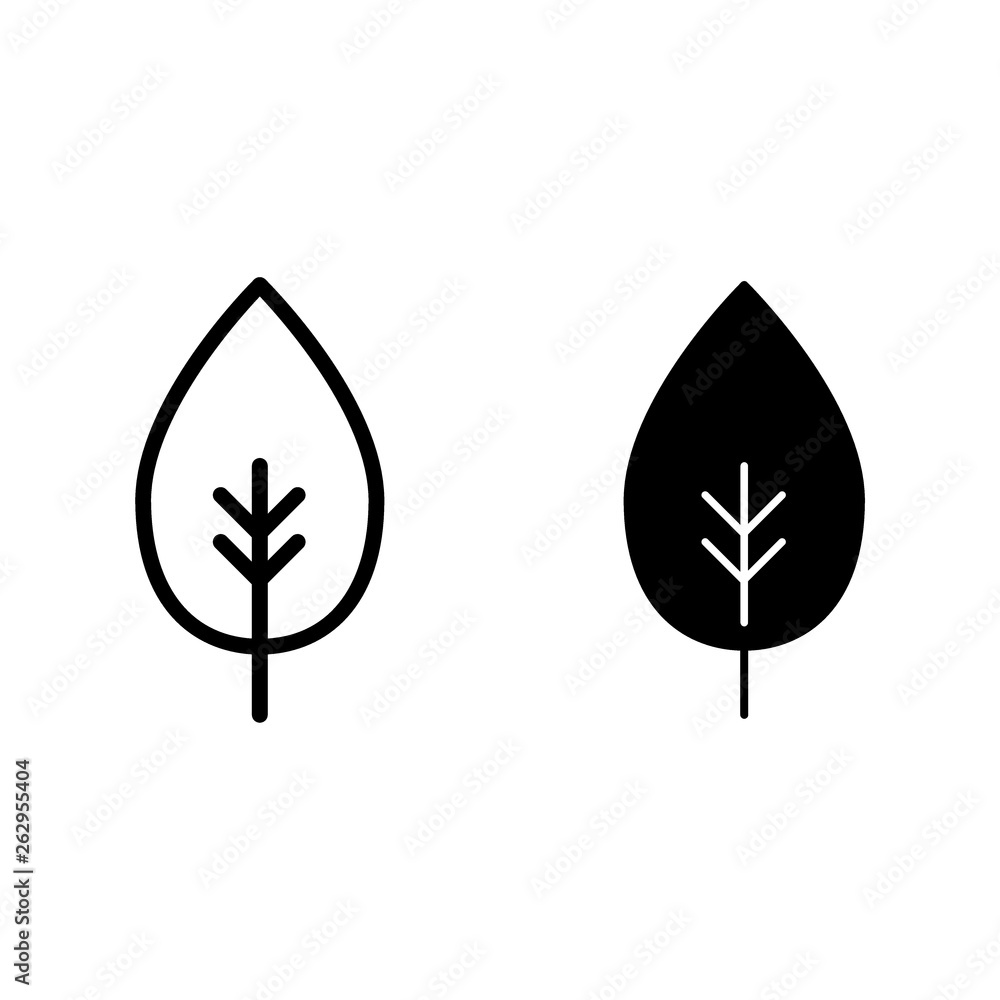 Leaf line and glyph icon. Simple leaf vector illustration isolated on