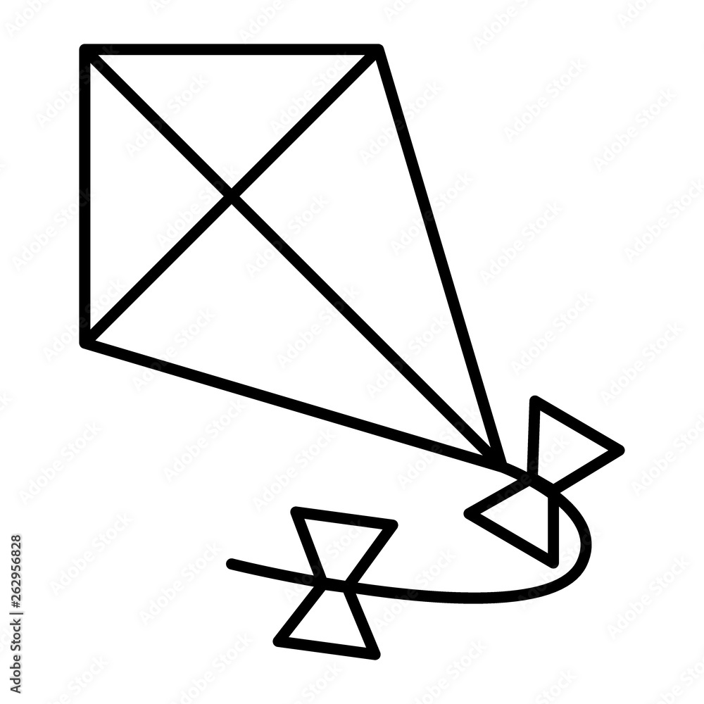 Kite thin line icon. Flying kite vector illustration isolated on ...
