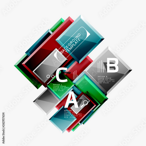 Geometrical design squares abstract banner, glossy shiny effects