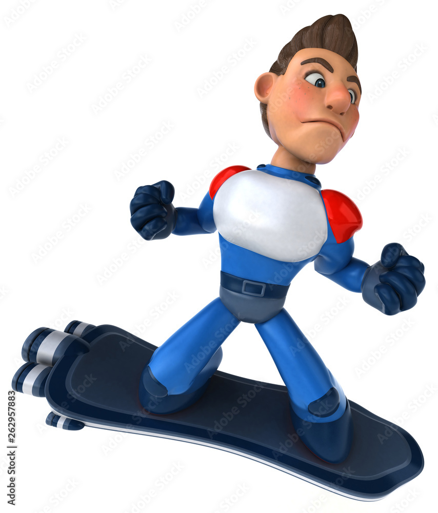 Fun modern superhero flying - 3D Illustration Fun modern superhero flying - 3D Illustration