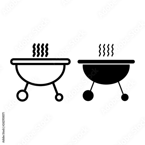 Mobile brazier line and glyph icon. Barbeque vector illustration isolated on white. Grill outline style design, designed for web and app. Eps 10.