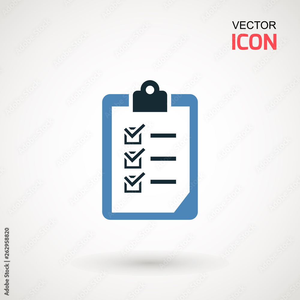 Checklist icon. Declarations linear icon. Flat illustration of clipboard with checklist. Checklist icon. Declarations linear icon. Flat illustration of clipboard with checklist.