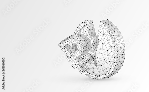 Russian Ruble currency. Origami 3d illustration. Polygonal Vector business, money, unstable finance, market crash, broken circle concept. Low poly wireframe, triangle, lines, dots. White background