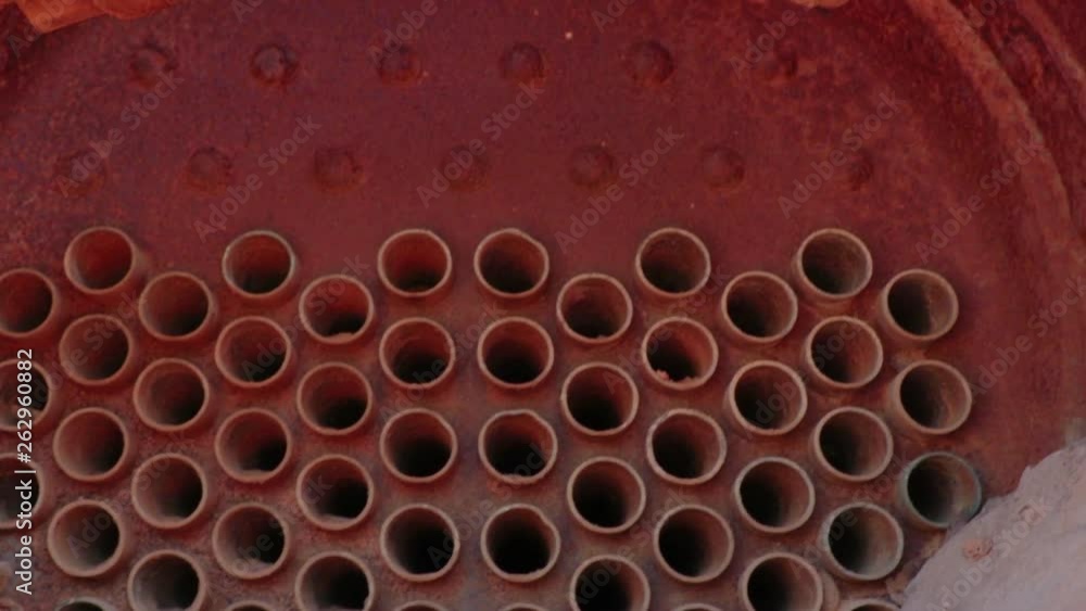 A close up look inside a rusty steam locomotive A close up look inside a rusty steam locomotive