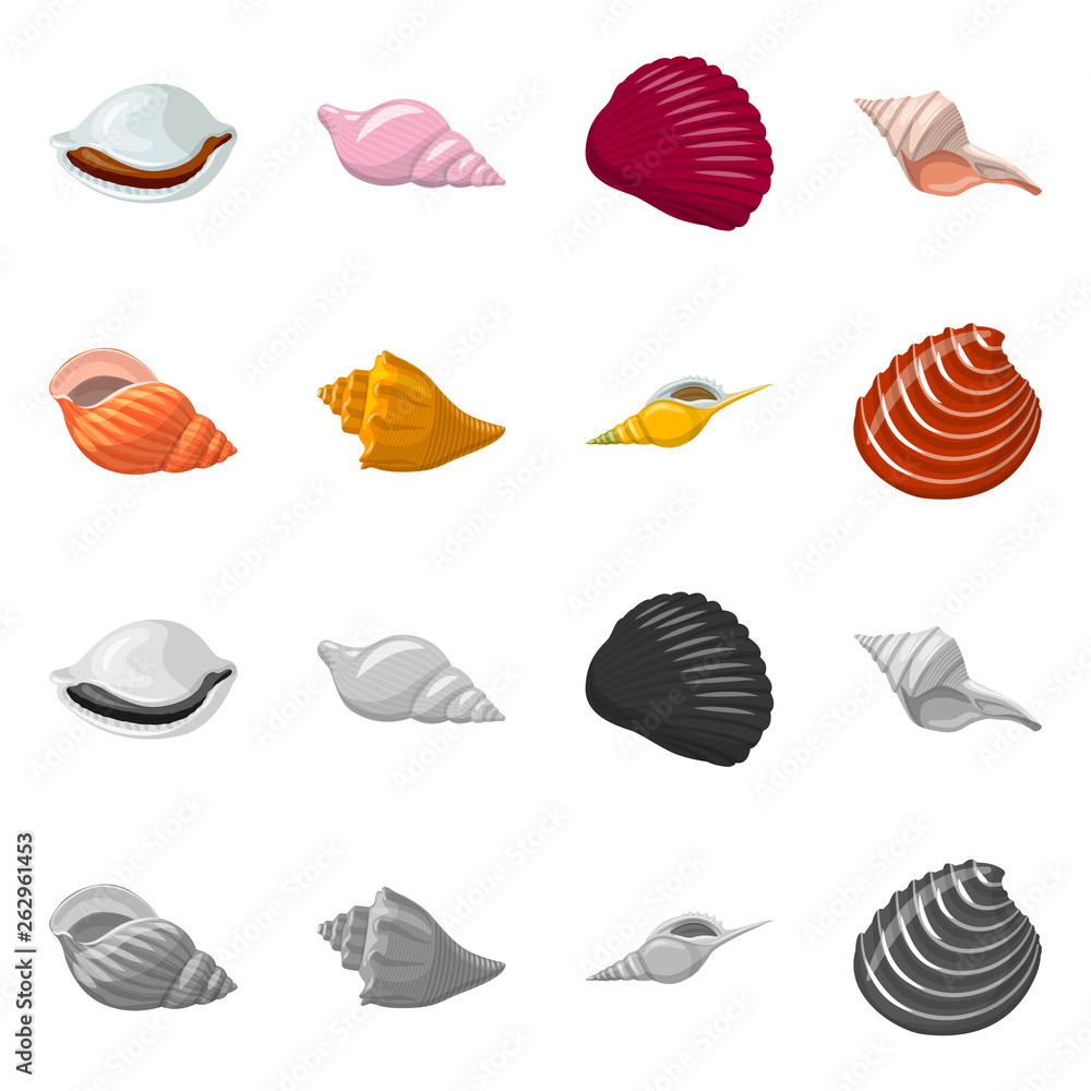 Fototapeta premium Vector illustration of animal and decoration symbol. Collection of animal and ocean stock symbol for web.