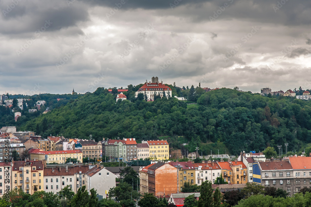 A view on Smichov and Santoška from  the Vyšehrad Castle