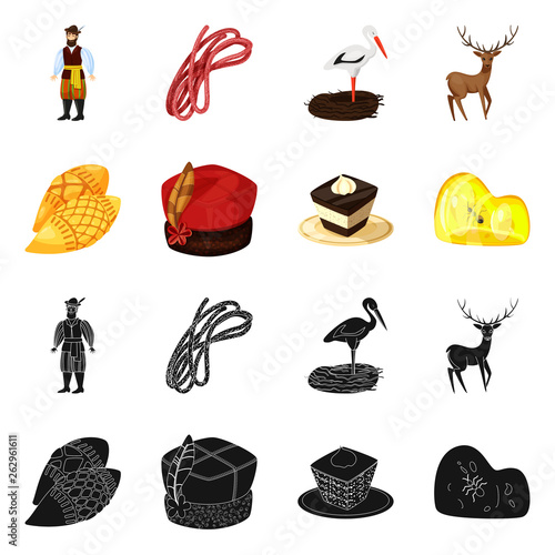 Vector illustration of traditional and tour symbol. Collection of traditional and landmarks vector icon for stock.