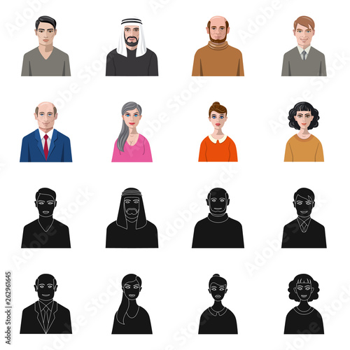 Vector illustration of hairstyle and profession  sign. Collection of hairstyle and character  stock vector illustration.
