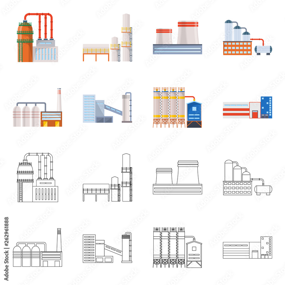 Vector design of production and structure icon. Collection of production and technology stock symbol for web.