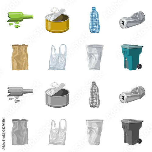 Vector design of dump  and sort icon. Set of dump  and junk stock symbol for web.