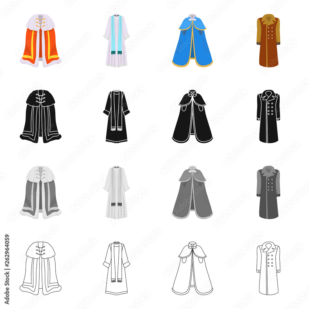 Vector design of material and clothing symbol. Set of material and garment vector icon for stock. Vector design of material and clothing symbol. Set of material and garment vector icon for stock.