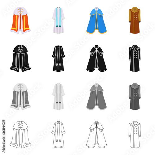 Vector design of material and clothing symbol. Set of material and garment vector icon for stock.