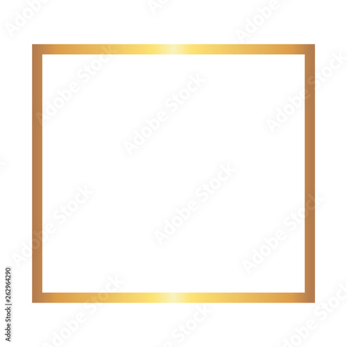 Golden square frame on the white background. Perfect design for headline, logo and sale banner.
