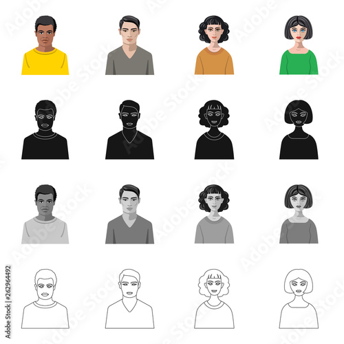 Vector illustration of hairstyle and profession  symbol. Collection of hairstyle and character  stock vector illustration.