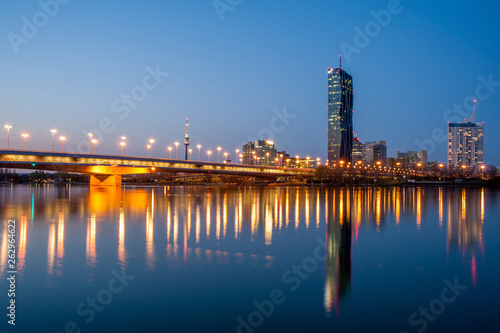 Photography Vienna skyline by night