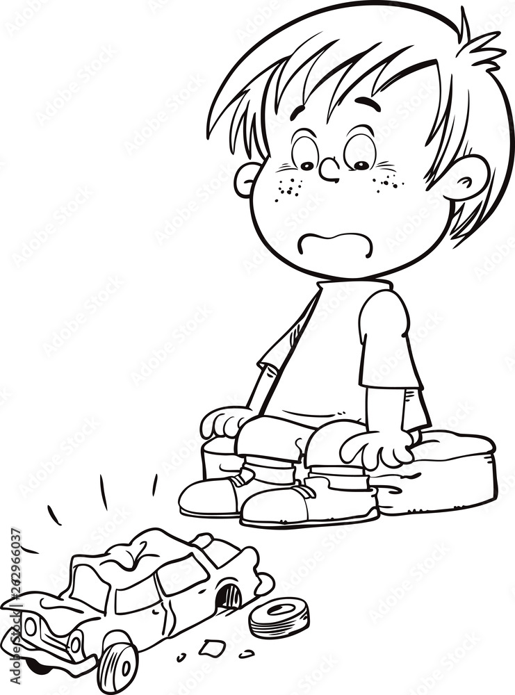 Child with a broken toy Stock Vector Adobe Stock