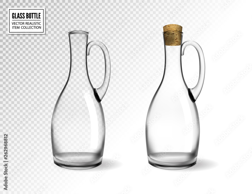 Empty glass bottles collection, isolated on transparent background. Photo-realistic vector, 3d Empty glass bottles collection, isolated on transparent background. Photo-realistic vector, 3d