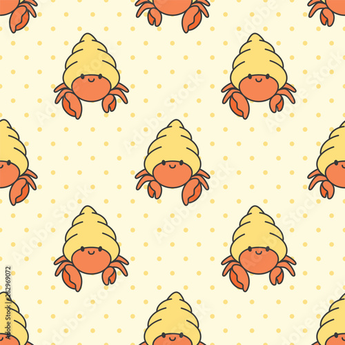 Fotografie, Tablou Cute hermit crab Seamless Pattern Background