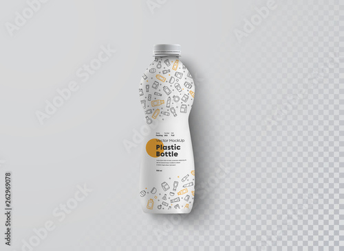 Vector mockup of a plastic bottle narrowed in the center isolated on a white background.